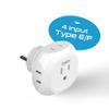 Ceptics European Schuko Travel Plug Adapter Germany France Adapter Charger 4 Input - USA to Any Type E/F Countries Such as Germany, France and More - 2 Pack (PT-9), White view 2