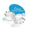 Ceptics South Africa Travel Plug Adapter Set - 4 Input - Ultra Compact - Light Weight - Type M and Type G - USA to Any Type M Countries Such as Botswana, Namibia - 4 Pack (PT-7-10L-4PK),White view 2