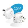 Ceptics South Africa Travel Plug Adapter South Africa Power Adapter Charger 4 Input - USA to Any Type M Countries Such as Botswana, Namibia and More - 2 Pack (PT-10L), White (PT-10L-2PK) view 2