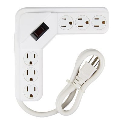 PS-644 White 6 Outlet Power Strip