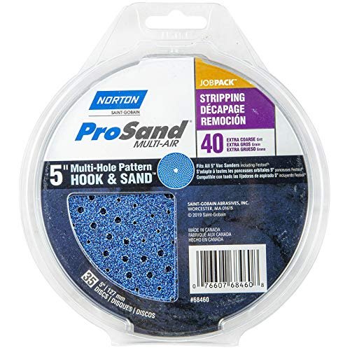 Norton 07660768279 Cyclonic Hook and Loop Multi Hole Disc, 5", 40 Grit (Pack of 50)
