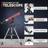 AmScope Refractor EQ Telescope with Equatorial Mount, 70mm Aperture, 900mm Focal Length, Stainless Steel Tripod and Red Dot Finder view 2