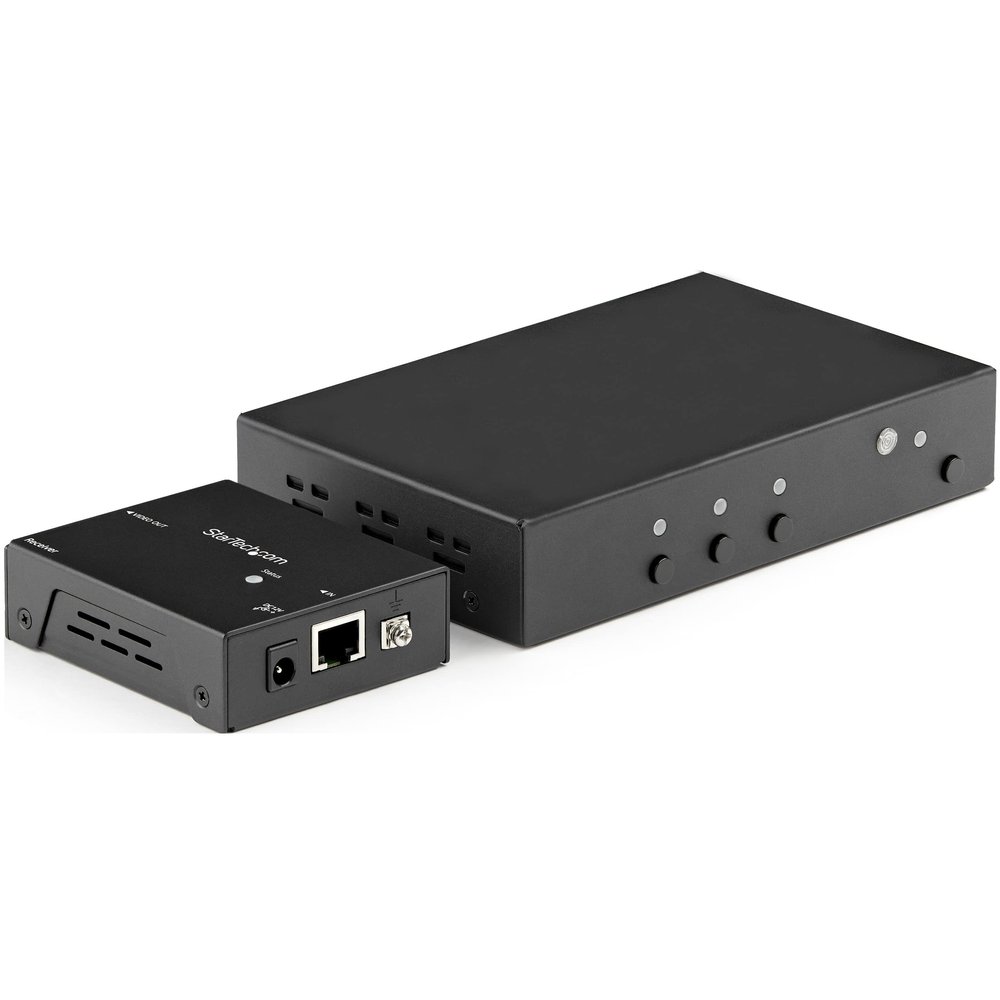 StarTech.com HDMI Extender Over CAT6 with 3 Port Video Switch, 4K 30Hz/115ft, HDBaseT HDMI Extender Kit, IR Control, 4K Video Over Ethernet w/Automatic HDMI Switcher, HDMI Switch Box, TAA