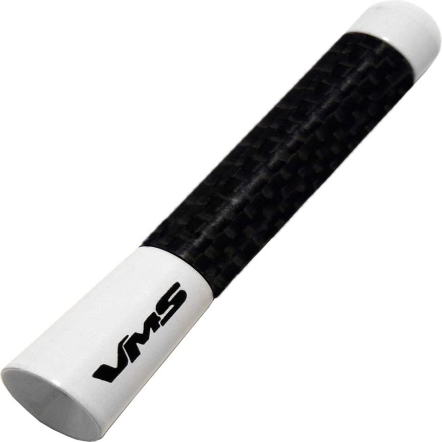 VMS RACING White with Black Real Carbon Fiber CNC Machined Billet Aluminum Short 3 inch Antenna Compatible with BMW Motorcycle K1600GT K1600GT R1200RT