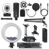 Content Creator Kit Advanced+ for Streaming on YouTube, TikTok, Instagram, Facebook, OBS, Streamlabs, XSplit (LED Ring Light with Stand, Webcam, USB Studio Microphone) view 1