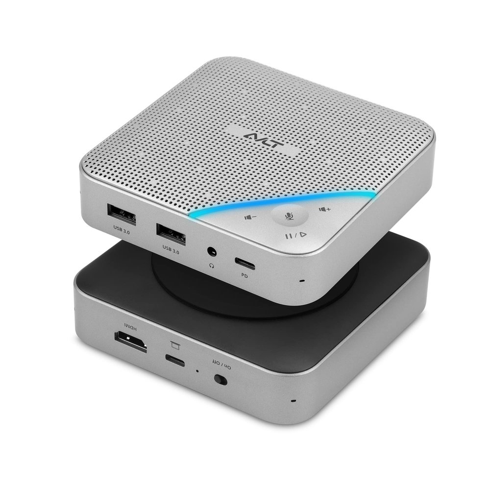 AVLT USB C Speakerphone Hub 360 Omnidirectional Sound Conference Microphone PD 85W Charging, 5Gbps Data Speed, External 4K HDMI Display Support, Portable and Space Saving for Meetings
