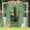 FUHSY Wedding Arch Draping Fabric Sage Green 20FT 2 Panels Chiffon Fabric Drapery Party Ceiling Drapes Archway Drapes for Wedding Sheer Voile Scarf Sheer Drapes for Reception Swag Decor view 2