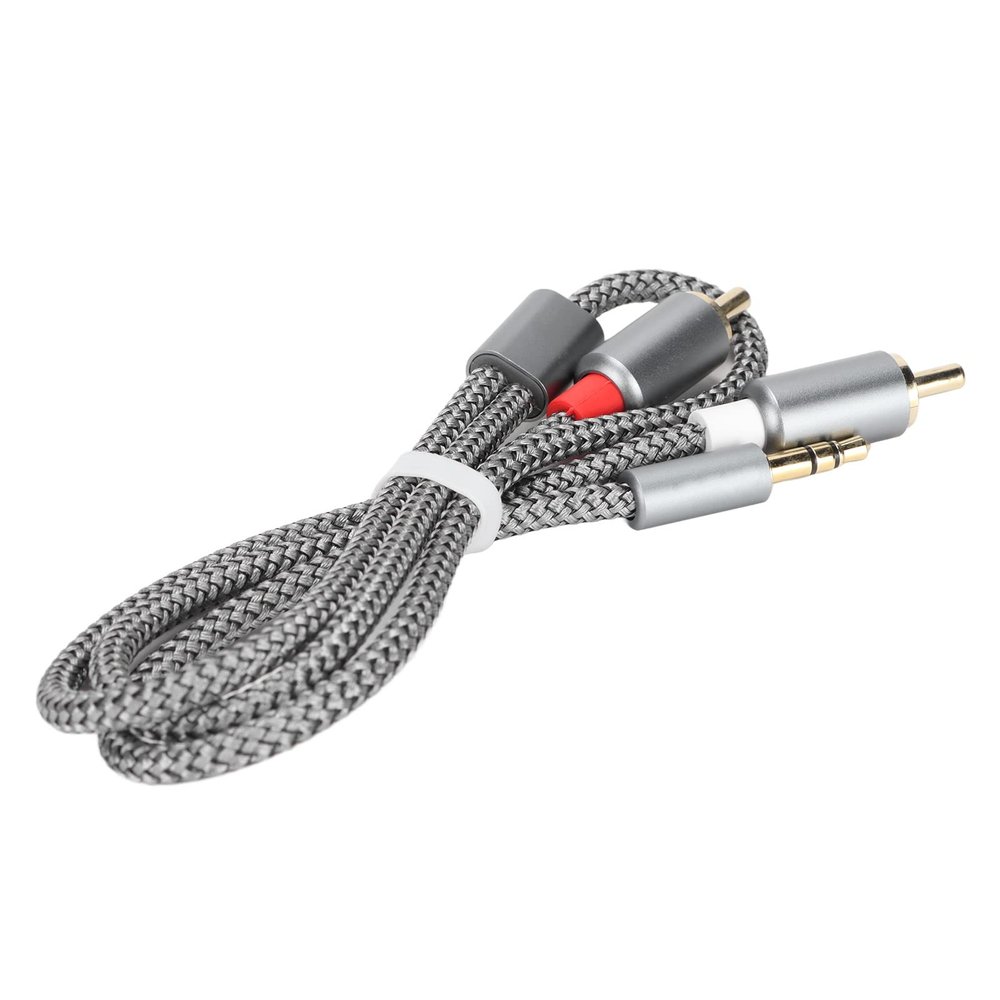 01 02 015 Audio Adapter Auxiliary Cable, Sensitive Stereo Anti Interference 3.5mm to 2RCA Audio Cord for Speaker for Desktops for Laptops