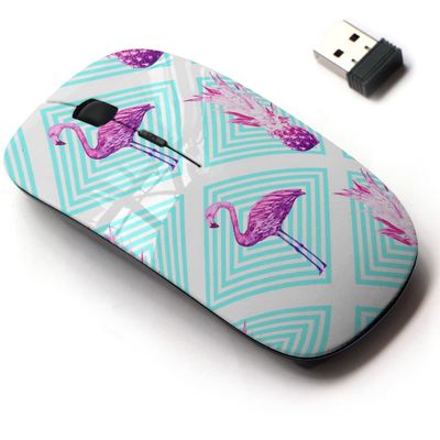 2.4G Wireless Mouse with Cute Pattern Design for All Laptops and Desktops with Nano Receiver - Floral Tropical