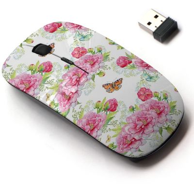 2.4G Wireless Mouse with Cute Pattern Design for All Laptops and Desktops with Nano Receiver - Floral Ornament