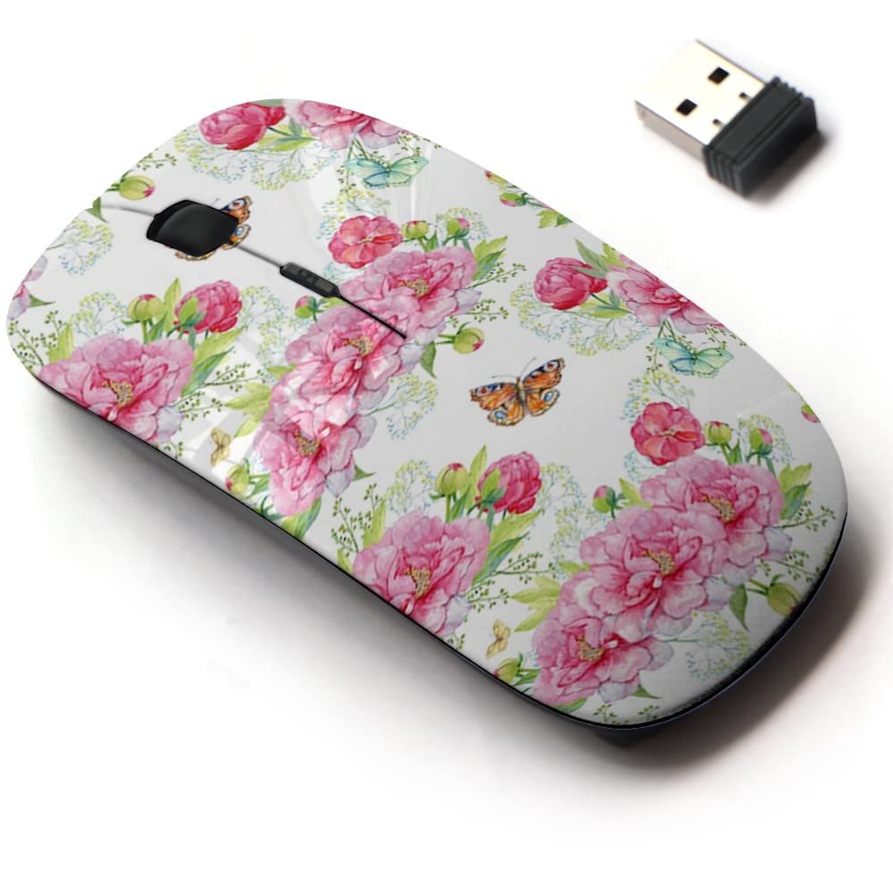 2.4G Wireless Mouse with Cute Pattern Design for All Laptops and Desktops with Nano Receiver - Floral Ornament