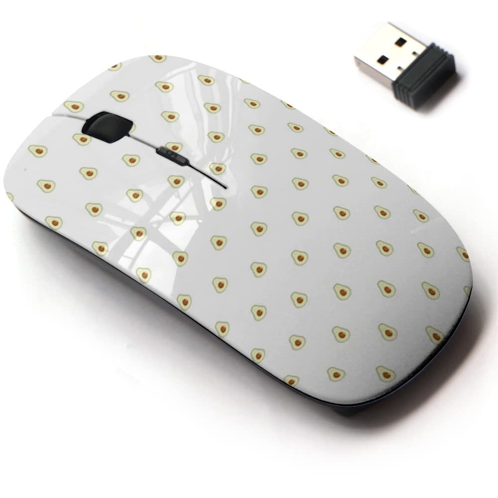 2.4G Wireless Mouse with Cute Pattern Design for All Laptops and Desktops with Nano Receiver - Avocado Flat