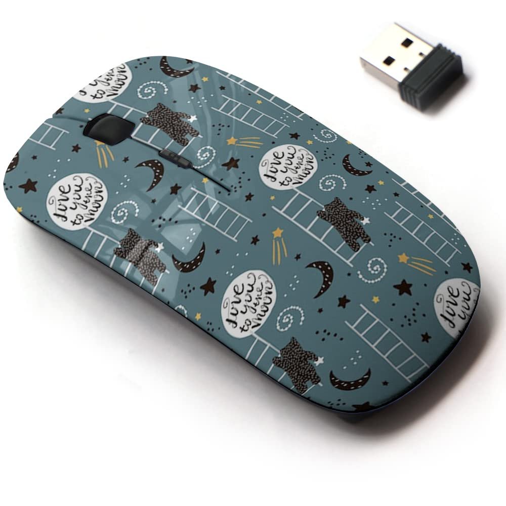 2.4G Wireless Mouse with Cute Pattern Design for All Laptops and Desktops with Nano Receiver - Childish Bears Stars