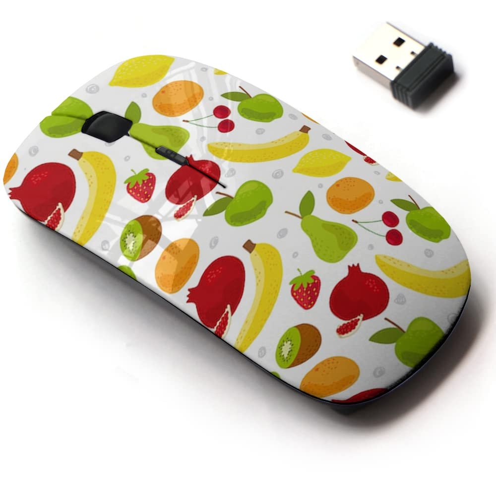 2.4G Wireless Mouse with Cute Pattern Design for All Laptops and Desktops with Nano Receiver - Cartoon Fresh Fruits