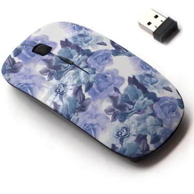 2.4G Wireless Mouse with Cute Pattern Design for All Laptops and Desktops with Nano Receiver - Floral Roses Watercolor