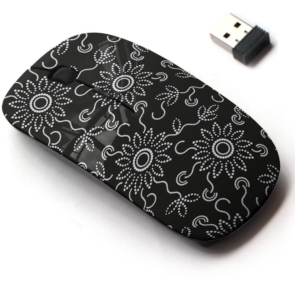 2.4G Wireless Mouse with Cute Pattern Design for All Laptops and Desktops with Nano Receiver - Flower