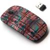 2.4G Wireless Mouse with Cute Pattern Design for All Laptops and Desktops with Nano Receiver - Floral Tropical Gingham Checks view 1
