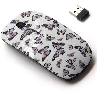 2.4G Wireless Mouse with Cute Pattern Design for All Laptops and Desktops with Nano Receiver - Butterflies