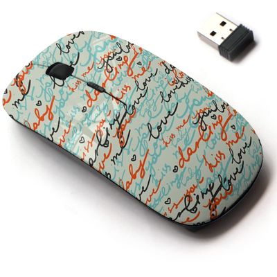 2.4G Wireless Mouse with Cute Pattern Design for All Laptops and Desktops with Nano Receiver - Romantic