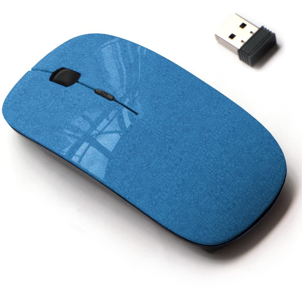 CJCBROES 2.4G Wireless Mouse with Cute Pattern Design for All Laptops and Desktops with Nano Receiver - Blue Law Justice