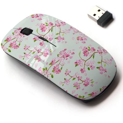 2.4G Wireless Mouse with Cute Pattern Design for All Laptops and Desktops with Nano Receiver - Blooming Spring Flowers