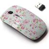 2.4G Wireless Mouse with Cute Pattern Design for All Laptops and Desktops with Nano Receiver - Blooming Spring Flowers view 1