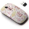 CJCBROES 2.4G Wireless Mouse with Cute Pattern Design for All Laptops and Desktops with Nano Receiver - Watercolor Cute Bunny view 1