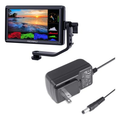 FEELWORLD FW568 V2 Camera Field DSLR Monitor and 12V 1.5A Power Adapter Bundle