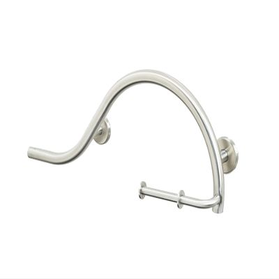 Bathroom Grab Bar & Toilet Paper Holder - Stand Assist for Adults Elderly Handicap / 304 Stainless Steel / Left / Brushed Finish / 30" x 11"