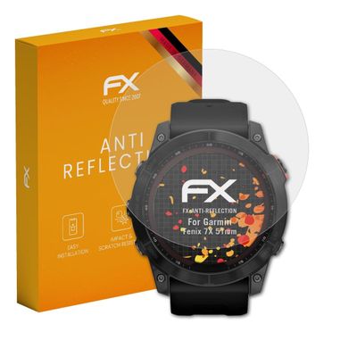 atFoliX Screen Protector compatible with Garmin Fenix 7X 51mm Screen Protection Film, anti-reflective and shock-absorbing FX Protector Film (3X)