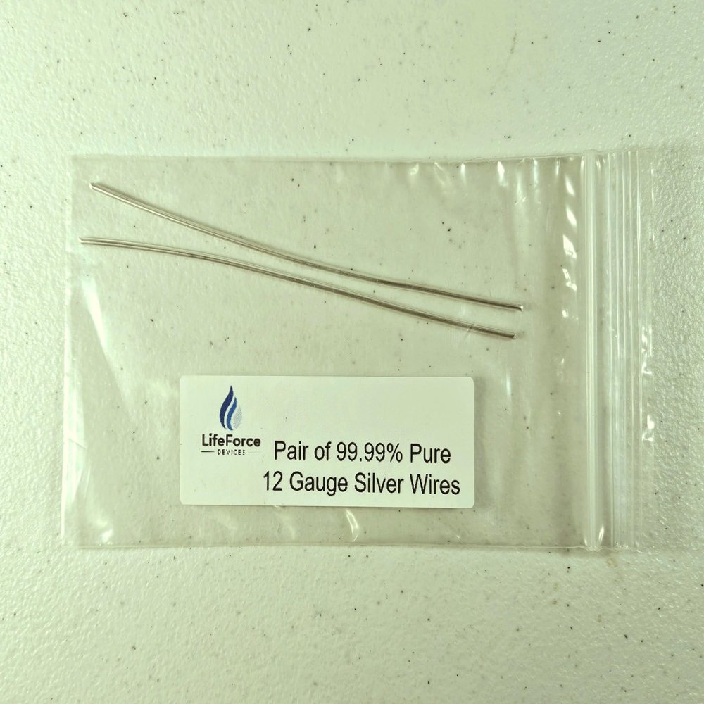 LifeForce Devices Pure Silver Generator Wire 9999 Silver Electrode Pre-Cut 6-Inch 12 Gauge Wire Fits LifeForce Generators