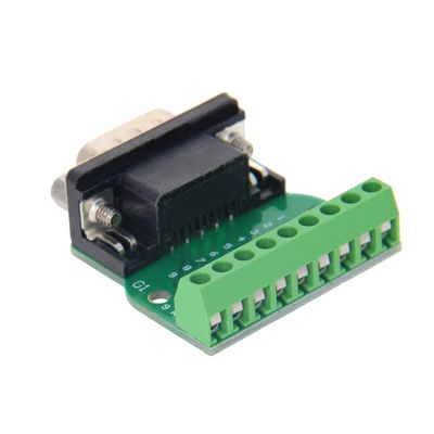 Aicosineg D-sub DB9 Breakout Board Connector 9 Pin 2 Row Male RS232 Serial Port Solderless Terminal Block Adapter with Positioning Nuts 1Pcs