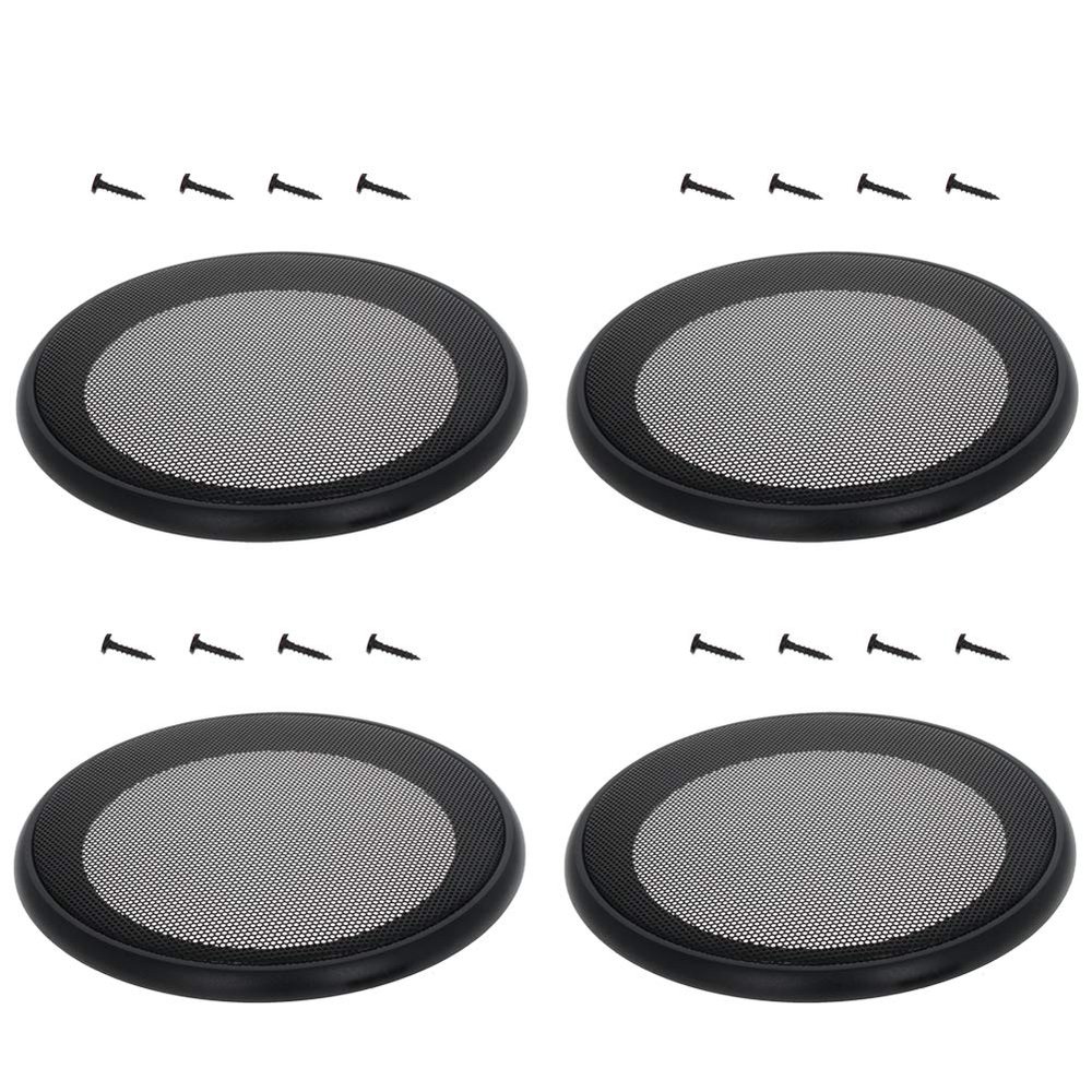 4Pcs 6.5inch Speaker Grill Mesh Decorative Circle Woofer Guard Protector Cover Audio Accessories Black Cloth Cover,Aicosineg