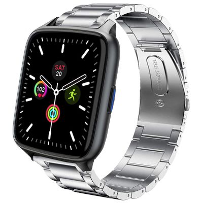 Compatible for TouchElex Smartwatch Band, Lamshaw Quick Release Stainless Steel Metal Straps Compatible with TouchElex 1.75 inch Smart Watch Harley/Deeprio 1.69" 43mm Watch (Silver)
