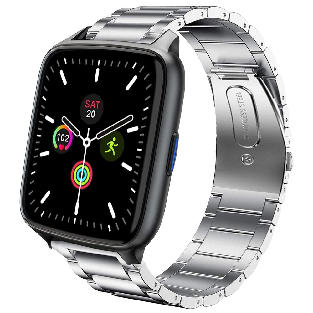 Compatible for TouchElex Smartwatch Band, Lamshaw Quick Release Stainless Steel Metal Straps Compatible with TouchElex 1.75 inch Smart Watch Harley/Deeprio 1.69" 43mm Watch (Silver)