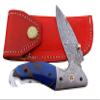 Custom handmade Damascus steel Folding Knife view 2