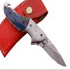 Custom handmade Damascus steel Folding Knife view 3