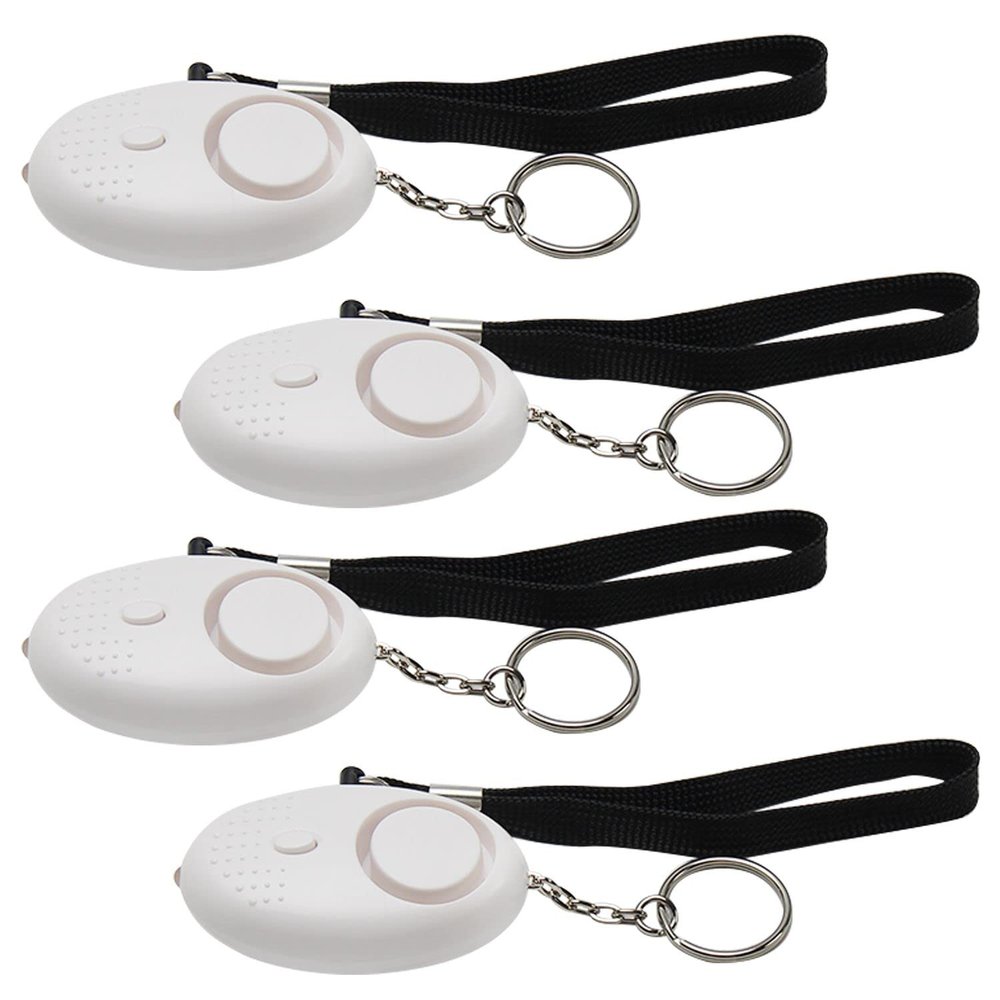 Safe Sound Personal Alarm 4 Pack 120DB Personal Security Alarm Keychain with LED Lights, Emergency Safety Alarm for Women, Men, Children, Elderly White,Aicosineg
