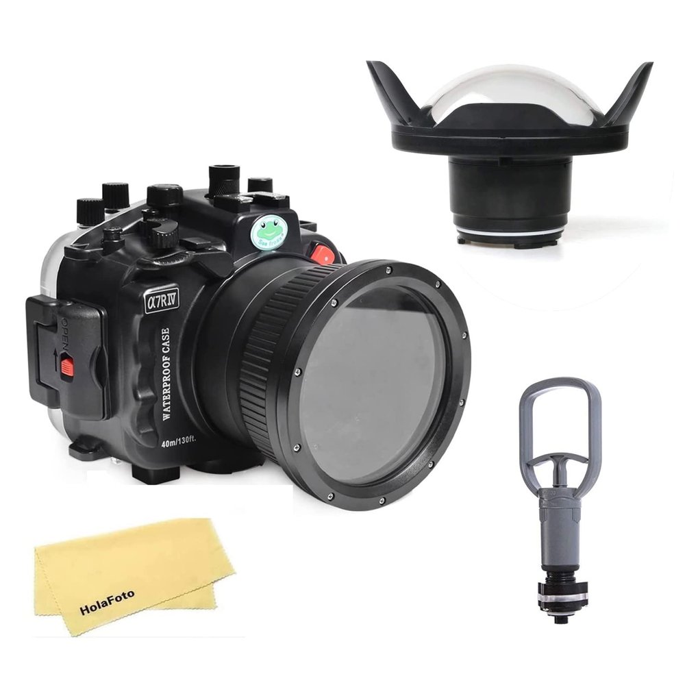 SeaFrogs Waterproof Housing Waterproof Case w/Vacuum Pump VPS-100 & 6 inch Wide Angle Dome Port Kit for Sony A7R IV A7R4