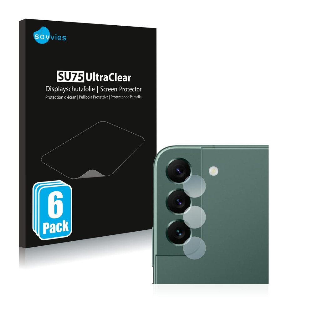 savvies Screen Protector Compatible with Samsung Galaxy S22 Plus 5G (ONLY Camera) Protection Film Clear 6-Pack