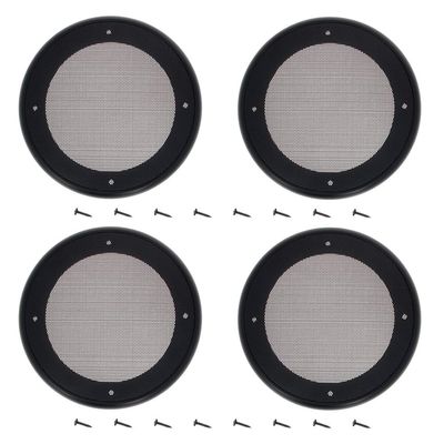 4Pcs 6.5inch /169mm Speaker Grill Mesh Decorative Circle Woofer Guard Protector Cover Audio Accessories Black Cloth Cover,Aicosineg