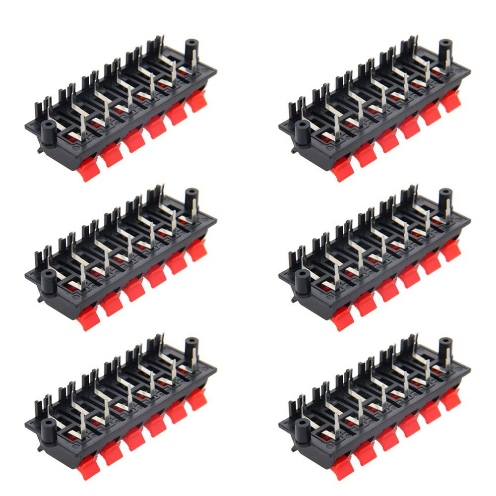 6Pcs 12 Way Jack Socket Spring Push Release Connector Speaker Terminal Strip Block,Aicosineg
