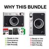 Fujifilm Instax Mini EVO Hybrid Instant Camera (Black) Bundle with Instax-Mini Twin Pack Instant-Film 20 Sheets + 32GB Memory Card + Vintage Black Mini-Evo Camera Case + Cleaning Cloth view 4