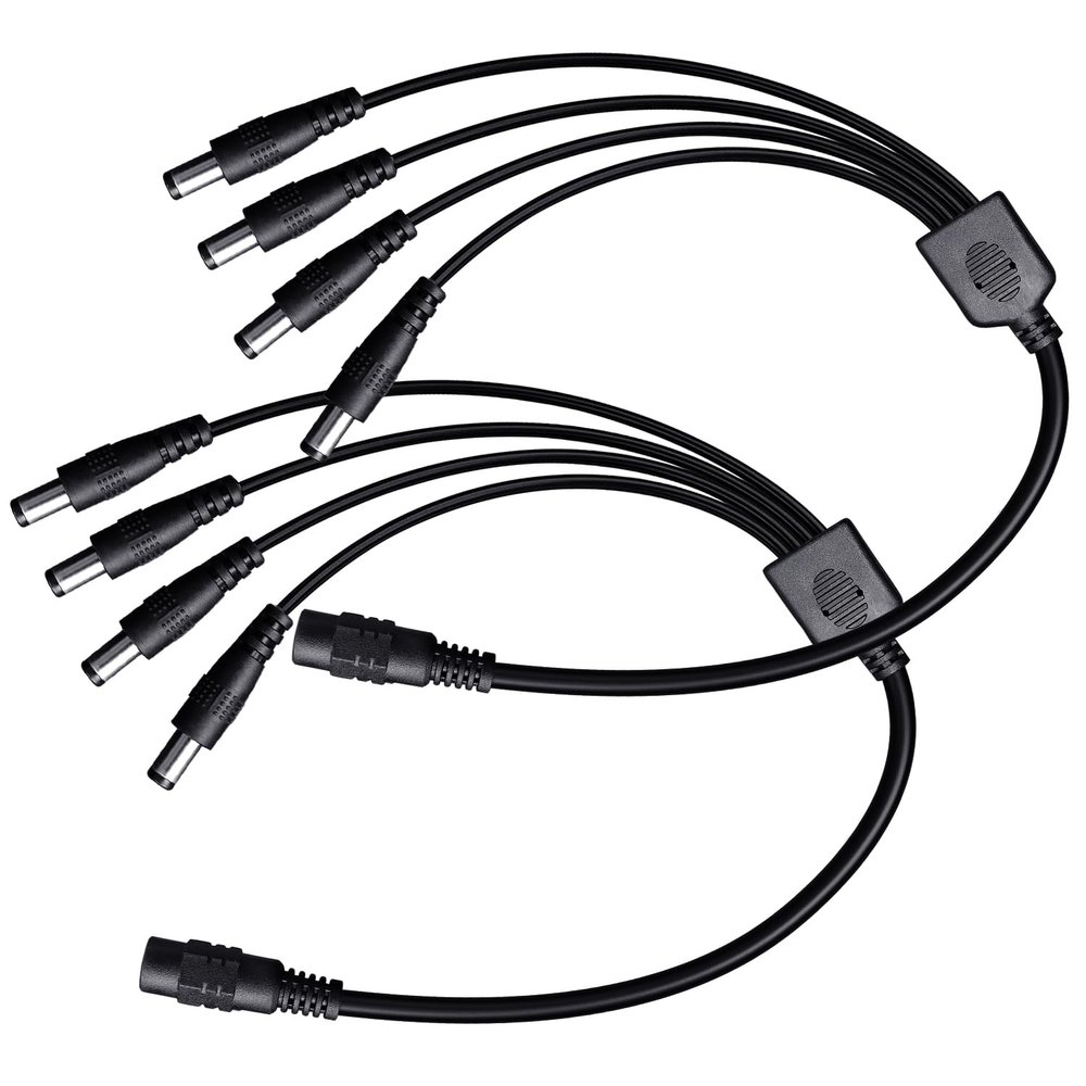 ANLINK 2PCS 1 to 4 Way DC Power Splitter Cable, 1 Female to 4 Male Connector, DC Plug 5.5mm x 2.1mm, 4-Way Power Splitter Cable Y Adapter for LED Strip Light, Router, CCTV Security Camera and More