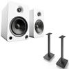 Kanto YU6MW YU6 White Powered Bluetooth Bookshelf Speaker System w/ SP26PL 26" Stands (Black) Home Audio Bundle view 1