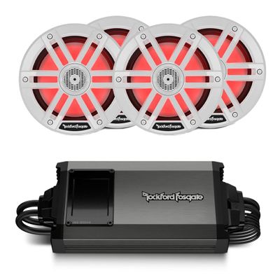 Rockford Fosgate - Two Pairs of M1-65 6.5" Marine Full Range Speakers with M5-800X4 Marine Amplifier