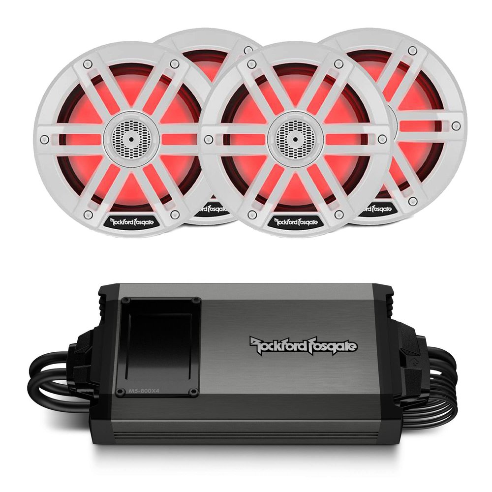 Rockford Fosgate - Two Pairs of M1-65 6.5" Marine Full Range Speakers with M5-800X4 Marine Amplifier