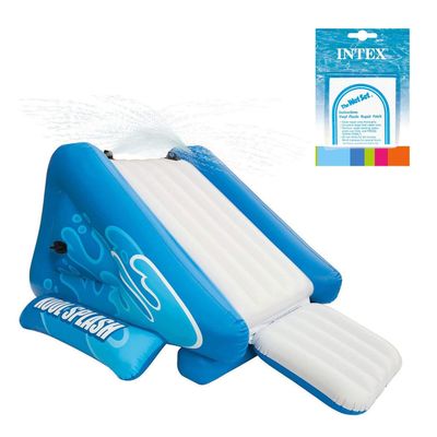 Intex Kool Splash Durable Inflatable Play Center Swimming Pool Water Slide Accessory with Adhesive Repair Patch Kit, Age 6 and Up, 58849EP