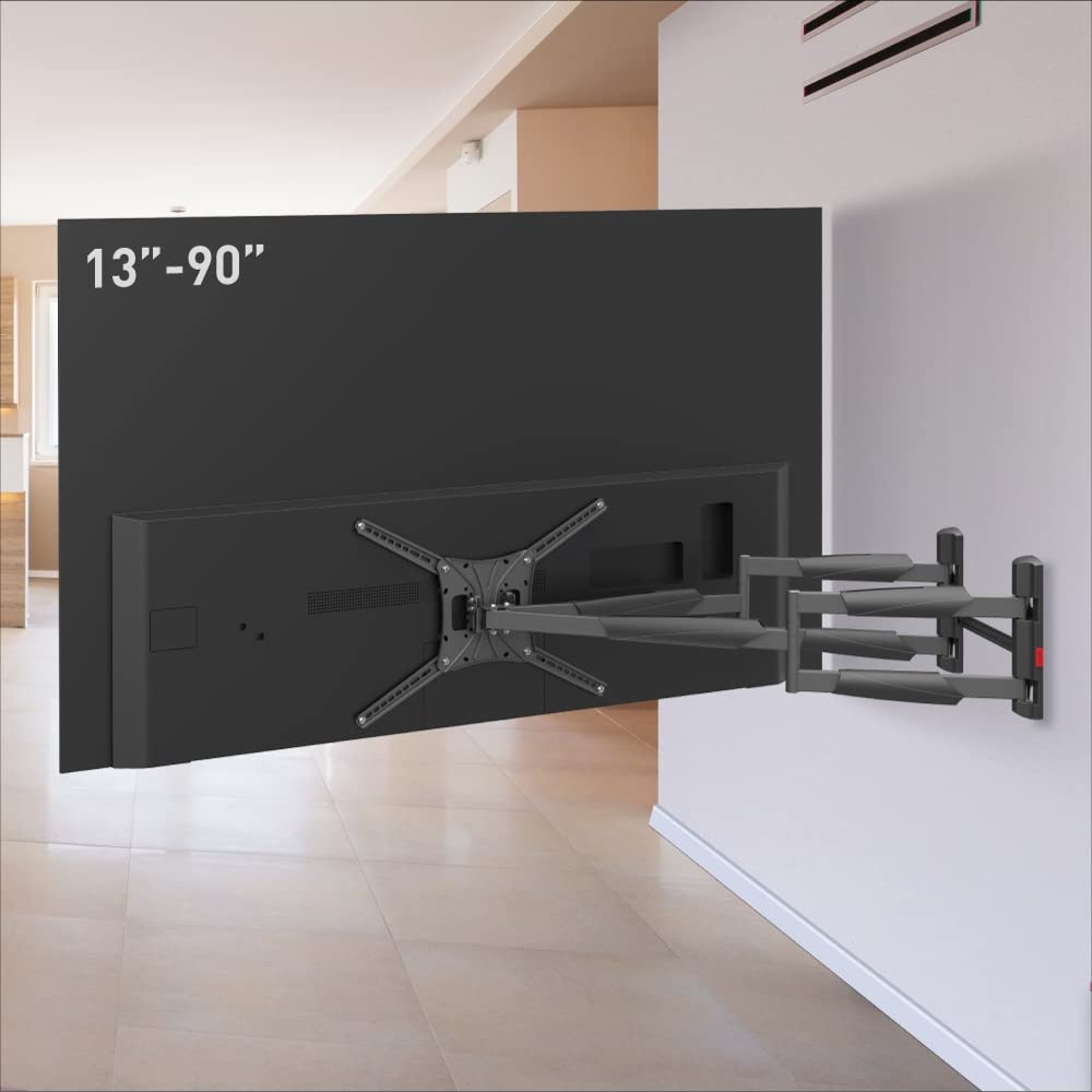 Barkan 41'' Long TV Wall Mount, 13-90 inch Dual Arm Full Motion Articulating - 4 Movement Premium Flat/Curved Screen Bracket, Holds up to 132lbs, Extra Stable, Fits LED OLED LCD