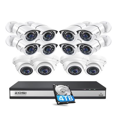 ZOSI 4K 16CH Security PoE Camera System,H.265+ 16 Channel 8MP CCTV NVR with Hard Drive 4TB and 12 x 5MP PoE IP Surveillance Cameras Outdoor Indoor,120ft Night Vision,Remote Access,24/7 Recording